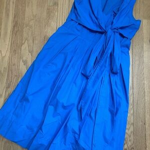 J. Crew Blue Tie Front Midi Sundress for Cocktail